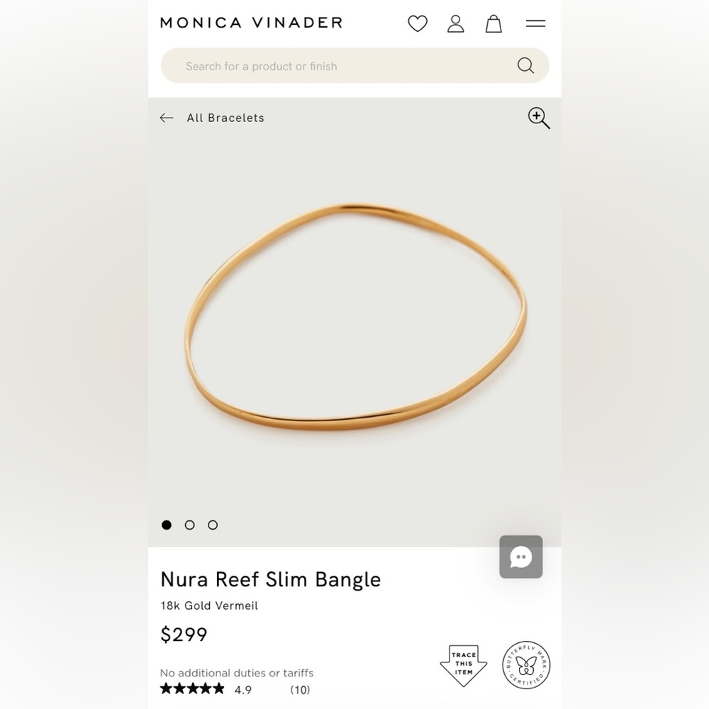 Monica Vinader 18k Gold Vermeil Delicate Bangle